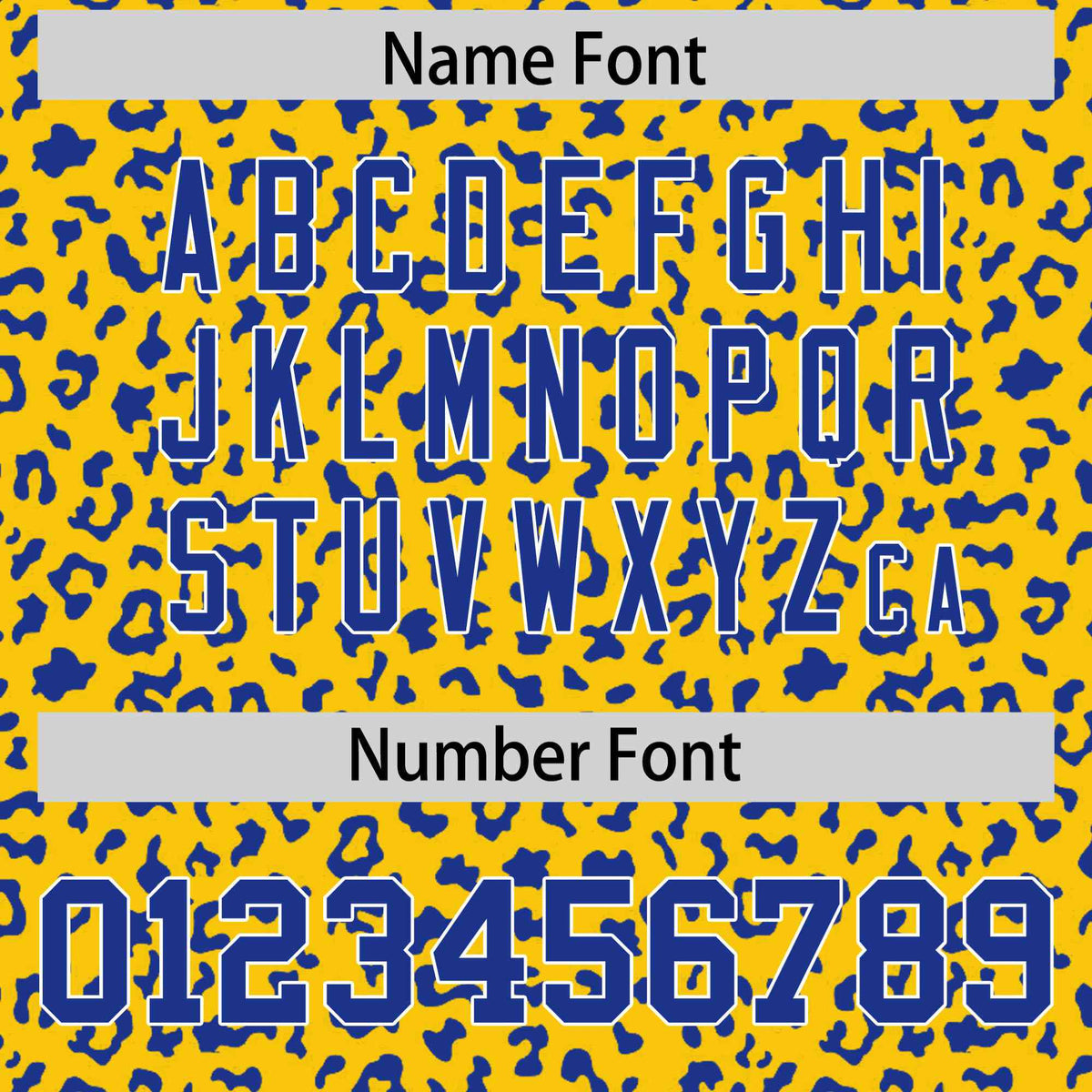 Custom Gold Royal Blue Varsity Full-Zip Letterman Leopard Print Hoodie Jacket