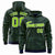 Custom Navy Neon Green Varsity Full-Zip Letterman Leopard Print Hoodie Jacket