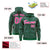 Custom Green Pink Varsity Full-Zip Letterman Leopard Print Hoodie Jacket