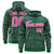 Custom Green Pink Varsity Full-Zip Letterman Leopard Print Hoodie Jacket