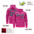 Custom Pink Navy Varsity Full-Zip Letterman Leopard Print Hoodie Jacket