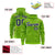 Custom Neon Green Navy Varsity Full-Zip Letterman Leopard Print Hoodie Jacket