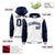 Custom White Navy Raglan Sleeves Varsity Full-Snap Letterman Two Tone Hoodie Jacket