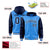 Custom Powder Blue Navy Raglan Sleeves Varsity Full-Snap Letterman Two Tone Hoodie Jacket