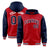 Custom Red Navy Raglan Sleeves Varsity Full-Snap Letterman Two Tone Hoodie Jacket