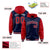 Custom Navy Red Raglan Sleeves Varsity Full-Snap Letterman Two Tone Hoodie Jacket