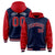 Custom Navy Red Raglan Sleeves Varsity Full-Snap Letterman Two Tone Hoodie Jacket