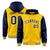 Custom Gold Navy Raglan Sleeves Varsity Full-Snap Letterman Two Tone Hoodie Jacket