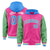 Custom Pink Green Raglan Sleeves Varsity Full-Snap Letterman Two Tone Hoodie Jacket