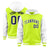 Custom Fluorescent Green White Raglan Sleeves Varsity Full-Snap Letterman Two Tone Hoodie Jacket