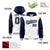 Custom White Navy Raglan Sleeves Varsity Full-Snap Letterman Two Tone Hoodie Jacket