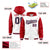 Custom White Red Raglan Sleeves Varsity Full-Snap Letterman Two Tone Hoodie Jacket