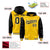 Custom Gold Black Raglan Sleeves Varsity Full-Snap Letterman Two Tone Hoodie Jacket