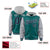 Custom Aqua Gray Raglan Sleeves Varsity Full-Snap Letterman Two Tone Hoodie Jacket