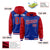 Custom Royal Blue Red Raglan Sleeves Varsity Full-Snap Letterman Two Tone Hoodie Jacket