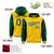 Custom Gold Green Raglan Sleeves Varsity Full-Snap Letterman Two Tone Hoodie Jacket