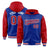 Custom Royal Blue Red Raglan Sleeves Varsity Full-Snap Letterman Two Tone Hoodie Jacket