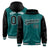 Custom Aqua Black Raglan Sleeves Varsity Full-Snap Letterman Two Tone Hoodie Jacket