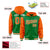 Custom Kelly Green Orange Raglan Sleeves Varsity Full-Snap Letterman Two Tone Hoodie Jacket