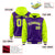 Custom Purple Neon Green Raglan Sleeves Varsity Full-Snap Letterman Two Tone Hoodie Jacket