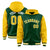 Custom Green Gold Raglan Sleeves Varsity Full-Snap Letterman Two Tone Hoodie Jacket