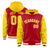 Custom Red Gold Raglan Sleeves Varsity Full-Snap Letterman Two Tone Hoodie Jacket