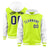 Custom Fluorescent Green White Raglan Sleeves Varsity Full-Snap Letterman Two Tone Hoodie Jacket