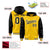 Custom Gold Black Raglan Sleeves Varsity Full-Snap Letterman Two Tone Hoodie Jacket