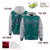 Custom Aqua Gray Raglan Sleeves Varsity Full-Snap Letterman Two Tone Hoodie Jacket