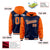 Custom Navy Orange Raglan Sleeves Varsity Full-Snap Letterman Two Tone Hoodie Jacket