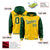 Custom Gold Green Raglan Sleeves Varsity Full-Snap Letterman Two Tone Hoodie Jacket