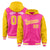 Custom Pink Gold Raglan Sleeves Varsity Full-Snap Letterman Two Tone Hoodie Jacket