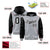 Custom Gray Black Raglan Sleeves Varsity Full-Snap Letterman Two Tone Hoodie Jacket