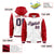 Custom White Red Raglan Sleeves Varsity Full-Snap Letterman Two Tone Hoodie Jacket