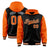 Custom Black Orange Raglan Sleeves Varsity Full-Snap Letterman Two Tone Hoodie Jacket