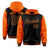 Custom Black Orange Raglan Sleeves Varsity Full-Snap Letterman Two Tone Hoodie Jacket