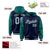 Custom Navy Aqua Raglan Sleeves Varsity Full-Snap Letterman Two Tone Hoodie Jacket