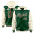 Custom Green Cream Raglan Sleeves Varsity Full-Snap Letterman Two Tone Hoodie Jacket