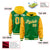 Custom Kelly Green Gold Raglan Sleeves Varsity Full-Snap Letterman Two Tone Hoodie Jacket