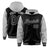 Custom Black Gray Raglan Sleeves Varsity Full-Snap Letterman Two Tone Hoodie Jacket