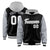 Custom Black Gray Raglan Sleeves Varsity Full-Snap Letterman Two Tone Hoodie Jacket