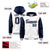 Custom White Navy Raglan Sleeves Varsity Full-Snap Letterman Two Tone Hoodie Jacket