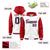 Custom White Red Raglan Sleeves Varsity Full-Snap Letterman Two Tone Hoodie Jacket