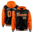 Custom Black Orange Raglan Sleeves Varsity Full-Snap Letterman Two Tone Hoodie Jacket