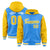 Custom Powder Blue Gold Raglan Sleeves Varsity Full-Snap Letterman Two Tone Hoodie Jacket