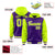 Custom Purple Neon Green Raglan Sleeves Varsity Full-Snap Letterman Two Tone Hoodie Jacket