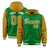 Custom Kelly Green Gold Raglan Sleeves Varsity Full-Snap Letterman Two Tone Hoodie Jacket