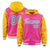 Custom Pink Gold Raglan Sleeves Varsity Full-Snap Letterman Two Tone Hoodie Jacket