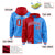 Custom Red Powder Blue Split Fashion Varsity Full-Snap Letterman Two Tone Hoodie Jacket