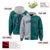 Custom Gray Aqua Split Fashion Varsity Full-Snap Letterman Two Tone Hoodie Jacket